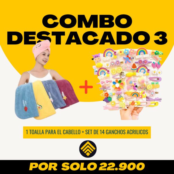 COMBO 3: 1 TOALLA + 1 SET DE GANCHOS