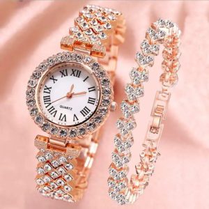 RELOJ Y PULSERA DE DIAMANTES EN COMBO